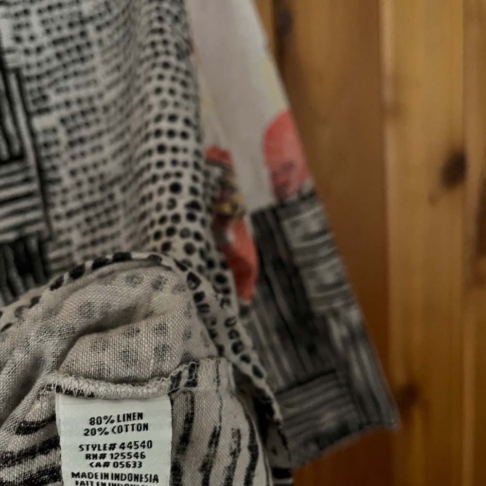 Habitat Shirt Mixed Print Linen Blend Black White Floral Arsty Lagenlook Medium - Picture 6 of 6